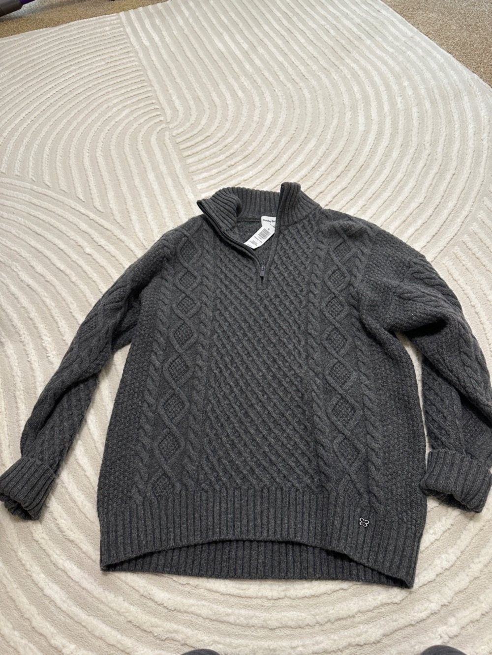 Aritzia Dark Charcoal Cable-Knit Half-Zip Sweater